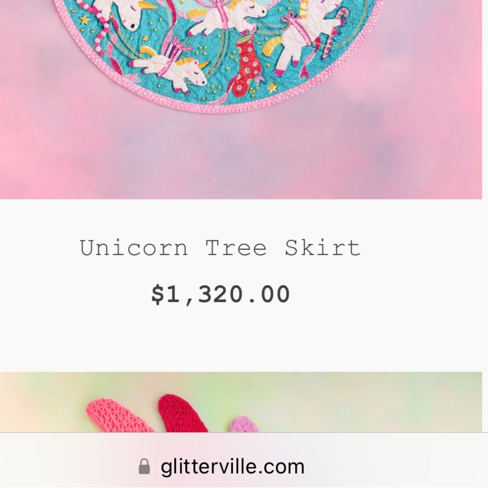 Glitterville studio Tree Skirt with Floral Appliqués Pink & Cream - Picture 14 of 14
